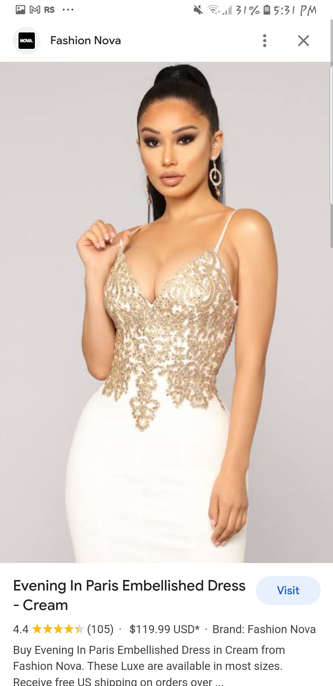 Evening In Paris Embellished Dress - Cream