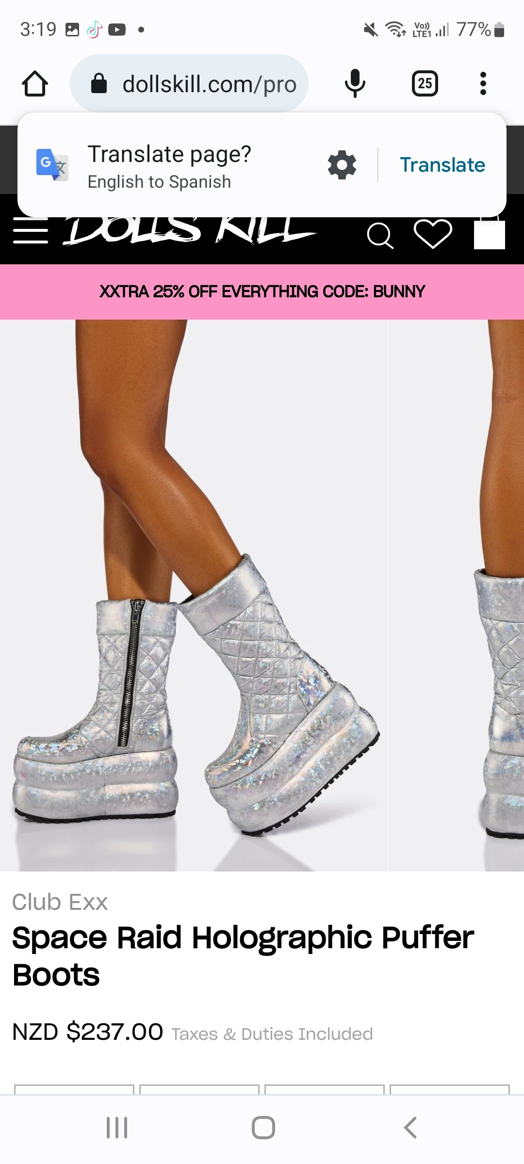 Silver boots - Space Raid Holographic Puffer Boots - Preloved Boots