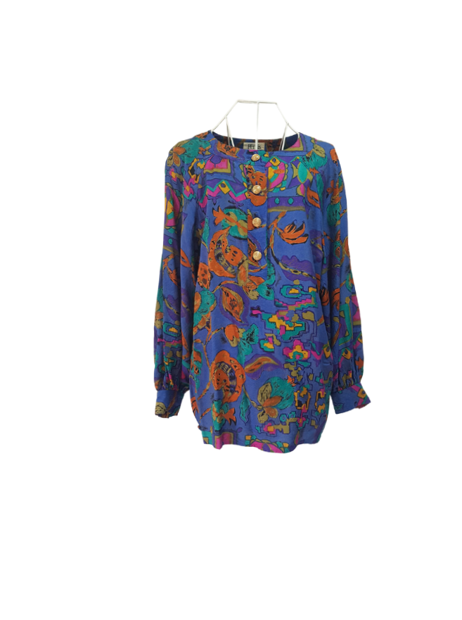 Timeless Glamour: Bernard Perris Vintage Multicolored Blouse - Size 40