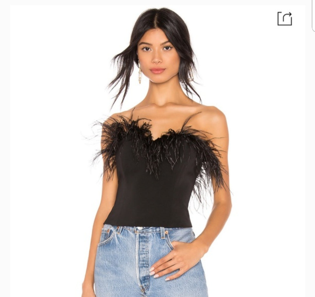 LPA Aida crop top - strapless feather top