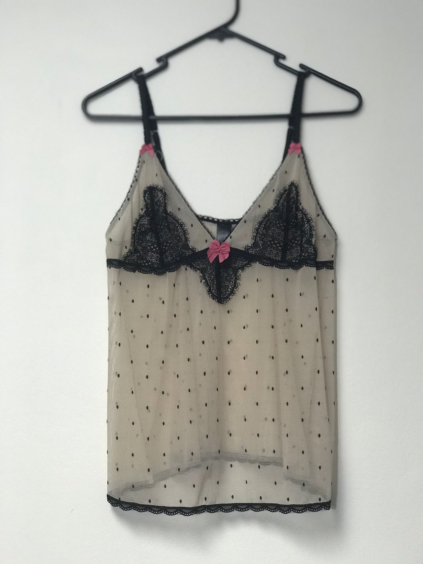 Super cute Lace Charm - Preloved See-Through Mesh Cami Top, UK12