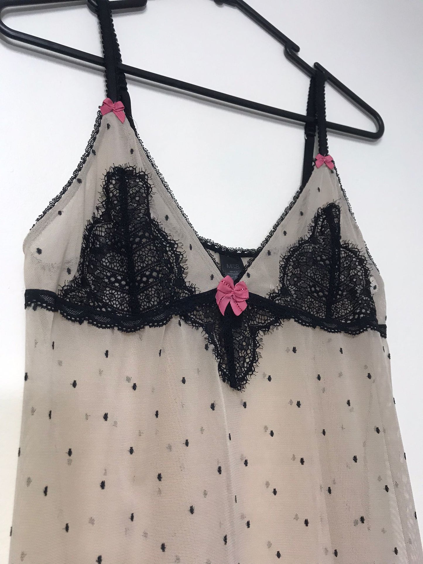 Super cute Lace Charm - Preloved See-Through Mesh Cami Top, UK12