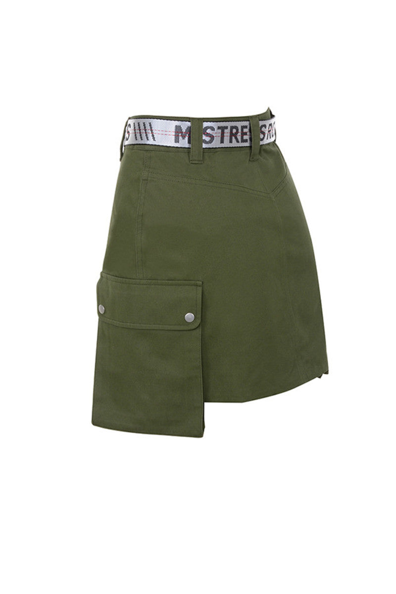 Cutest Cargo style Mini Skirt in olive green. Size Small